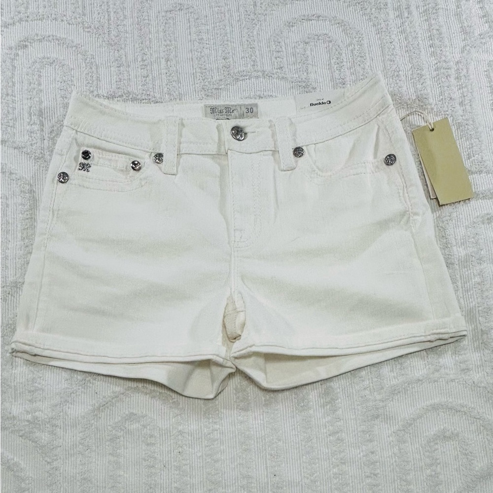 MISS ME JEANS Mid Rise Stretch Short White 30 NWT O-500 - Picture 6 of 12
